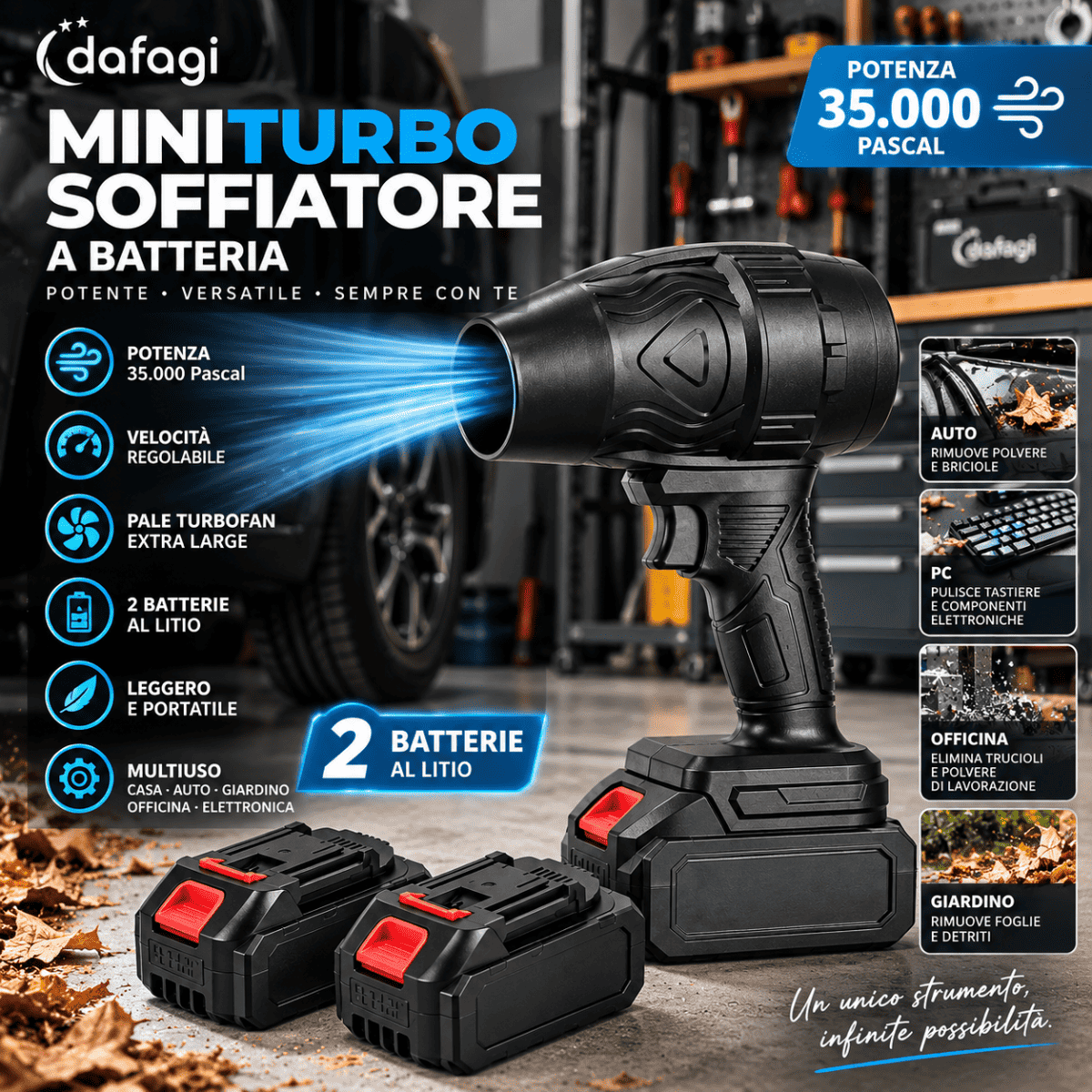 Mini Turbo Soffiatore Cordless