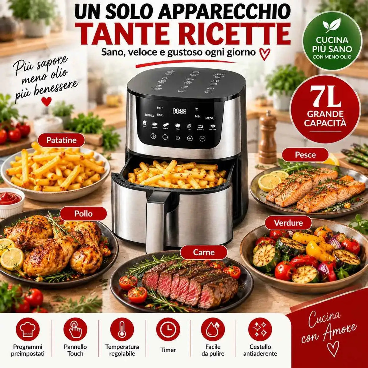 Friggitrice ad Aria Digitale 7L - MercatoneSmart.it