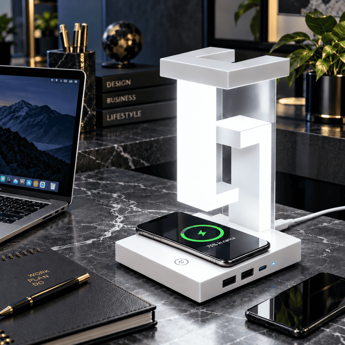 Lampada LED con caricatori - Mercatone Smart