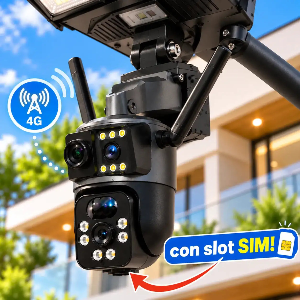 Lampione con Telecamera Esterna 4G
