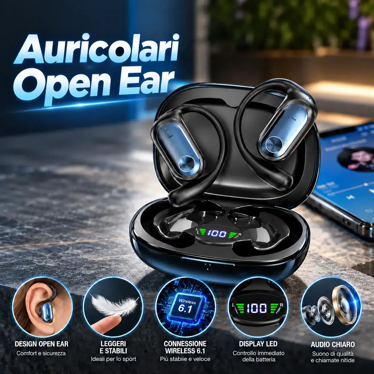 Auricolari Bluetooth Wireless Sport
