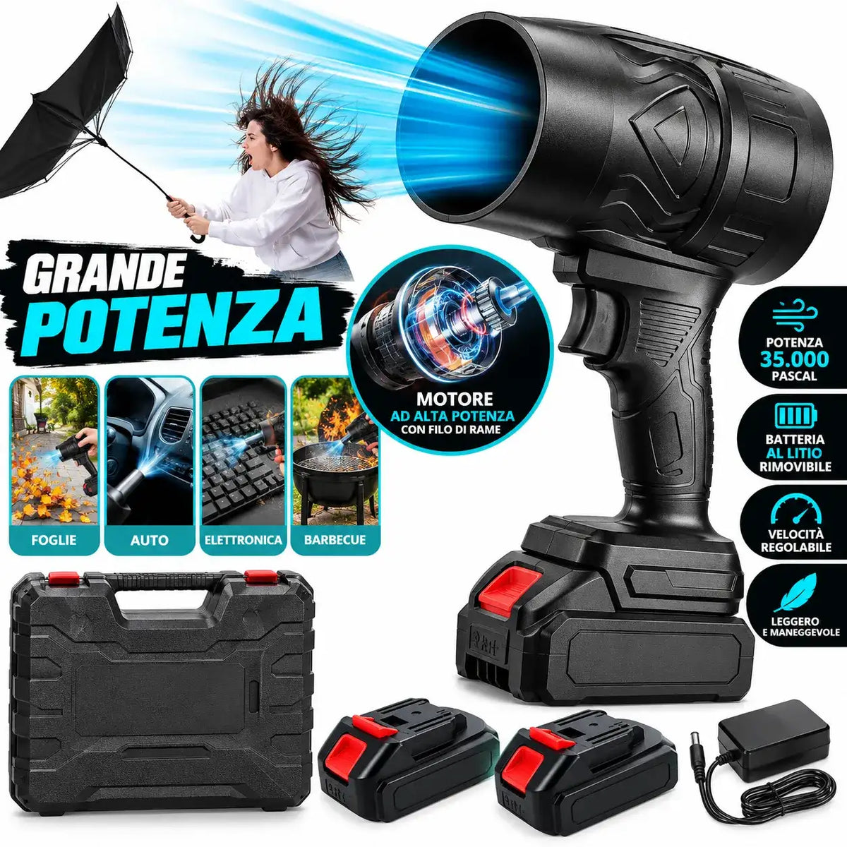 Mini Turbo Soffiatore Cordless