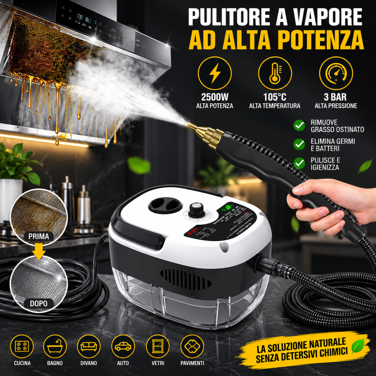 Pulitore a Vapore 2500W