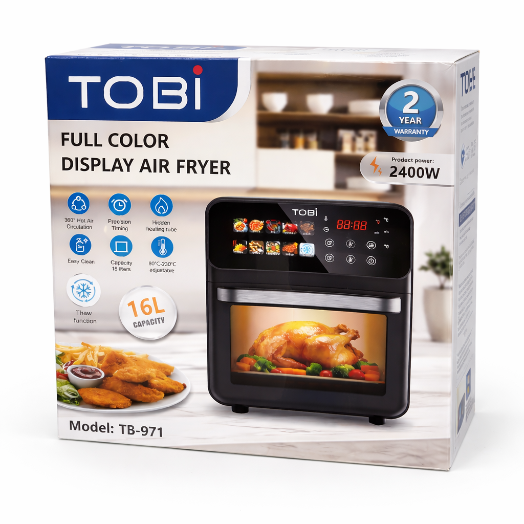 Friggitrice ad Aria 16L 2400W con Display Full Color Touch 12 Programmi Automatici  Forno Air Fryer Digitale XXL