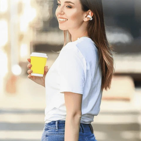 Auricolari Bluetooth 5.3 senza fili e con clip per orecchio impermeabile mini sport corsa anti-rumore qualità HIFI lunga durata della batteria
