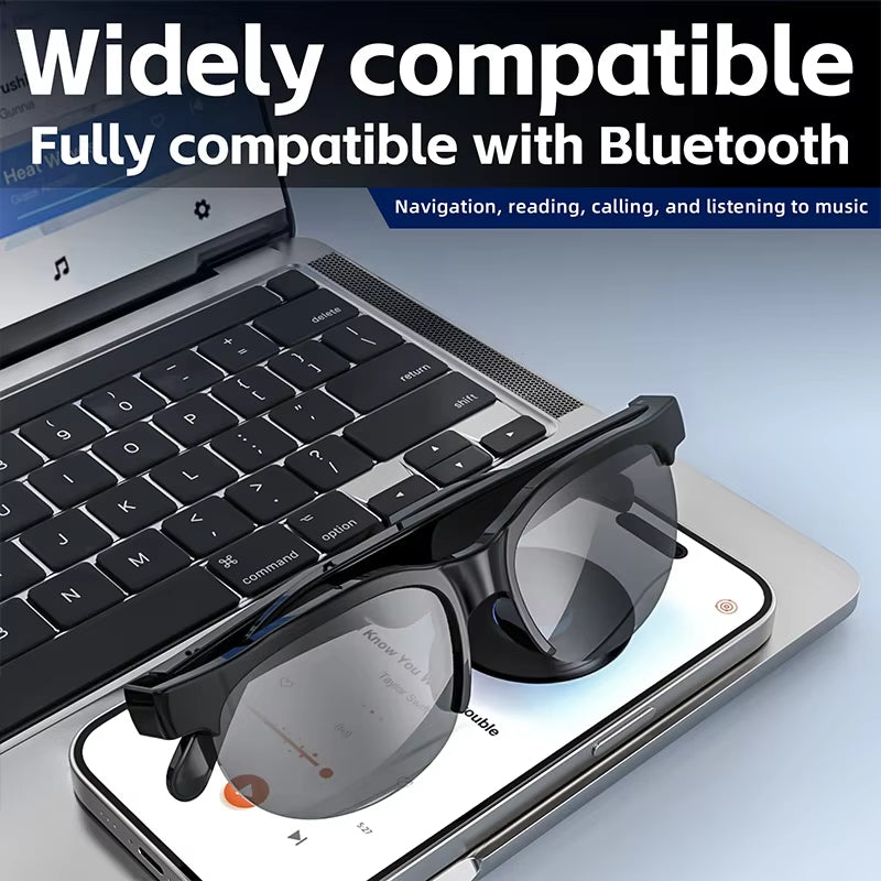 Occhiali Smart Audio Wireless con Assistente AI – Traduzione Vocale, Chiamate e Musica – Microfono Integrato