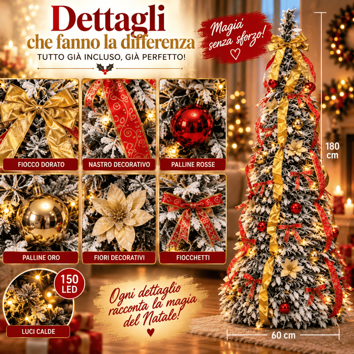 Albero pop-up 180cm neve - Mercatone Smart