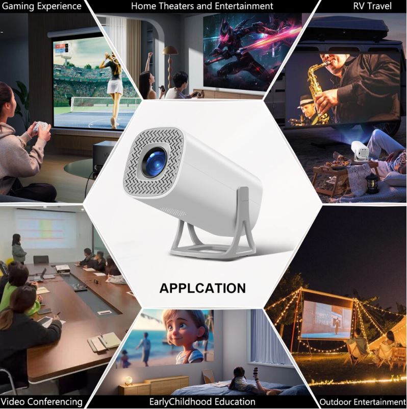 Mini Proiettore Portatile Smart Android 11 – Risoluzione 1024×600, Supporto 4K, WiFi 6, Bluetooth 5.0, Correzione Keystone Automatica