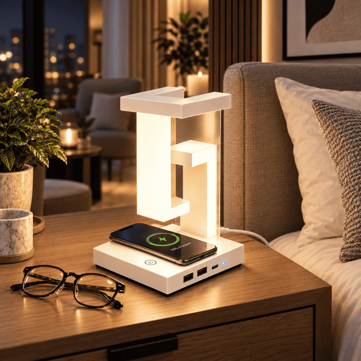 Lampada LED con caricatori - Mercatone Smart