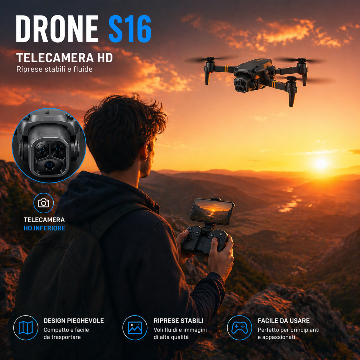 Drone S16 WiFi 4K - MercatoneSmart.it