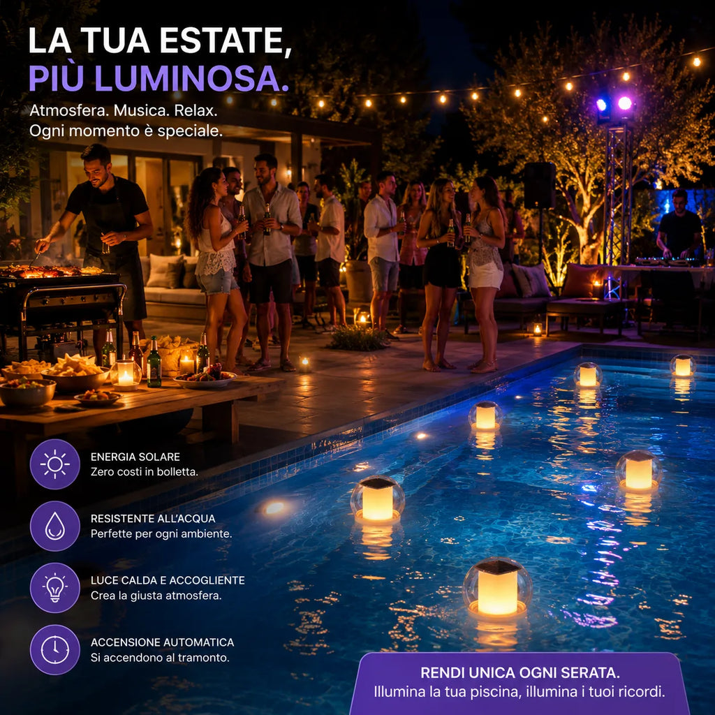 Luce Solare Fluttuante LED Impermeabile Lampada Galleggiante da Giardino Piscina