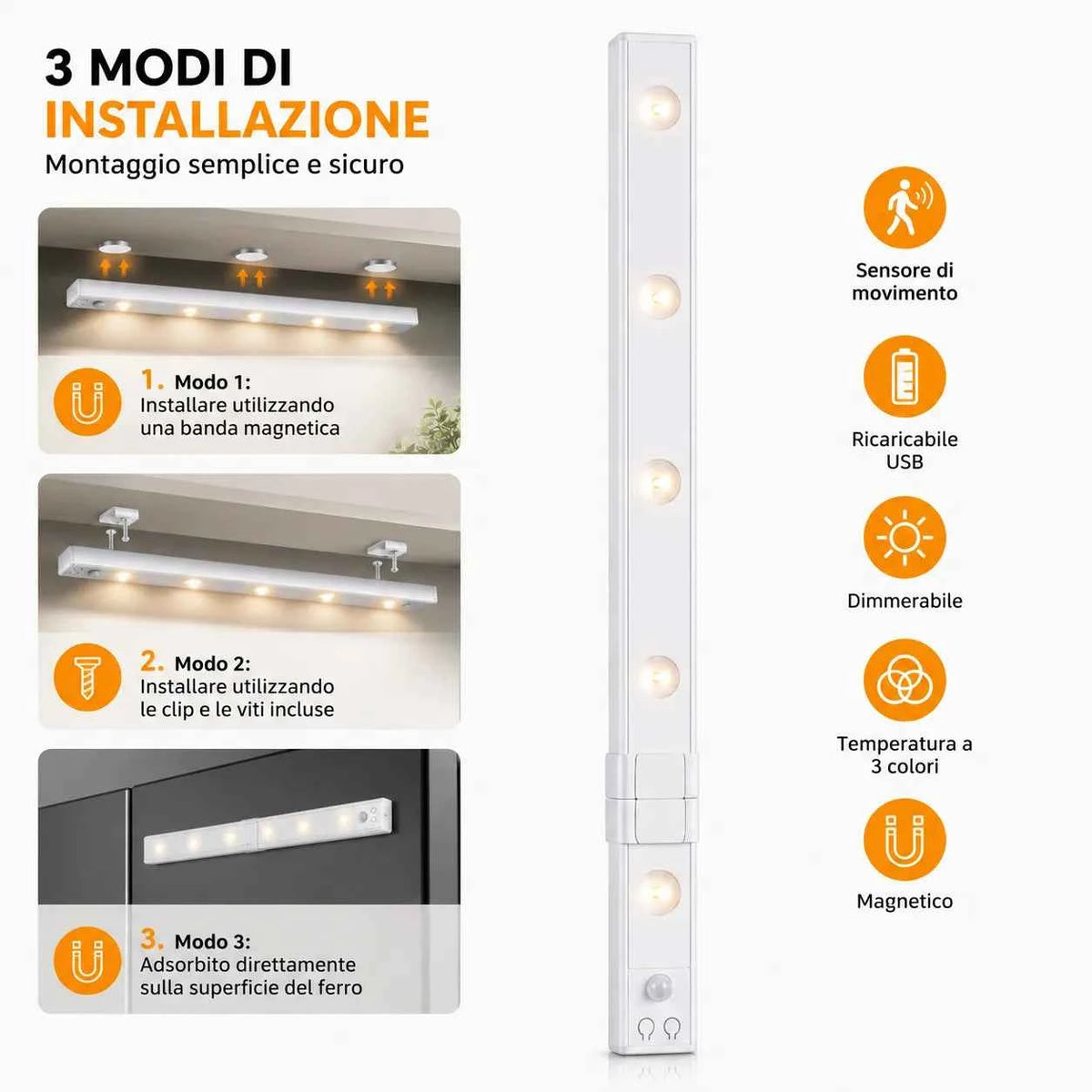 Lampada led 60 cm Ricaricabile - MercatoneSmart.it