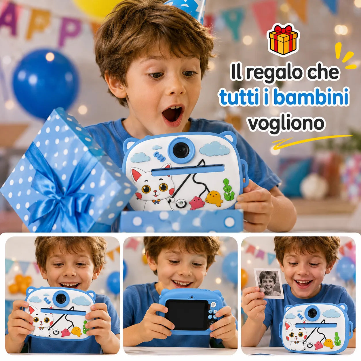 Mini Fotocamera Bambini con Stampa Istantanea – Foto e Video HD – Mini Camera Digitale Educativa con Giochi e Musica – Regalo Perfetto per Bambini e Bambine