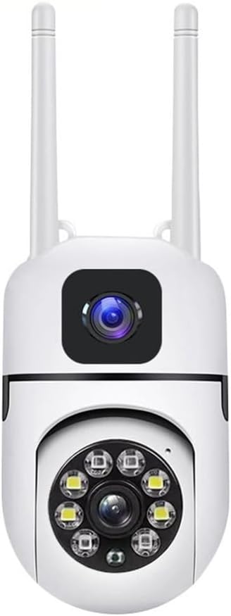Telecamera di Sorveglianza Intelligente HD per Interni con Doppio Obiettivo, Doppio Schermo, Rotazione 360°, Audio Bidirezionale e Avviso di Movimento