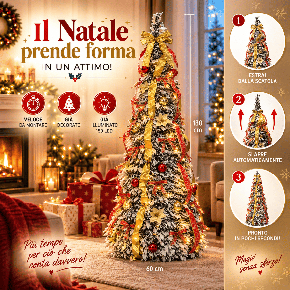 Albero pop-up 180cm neve - Mercatone Smart
