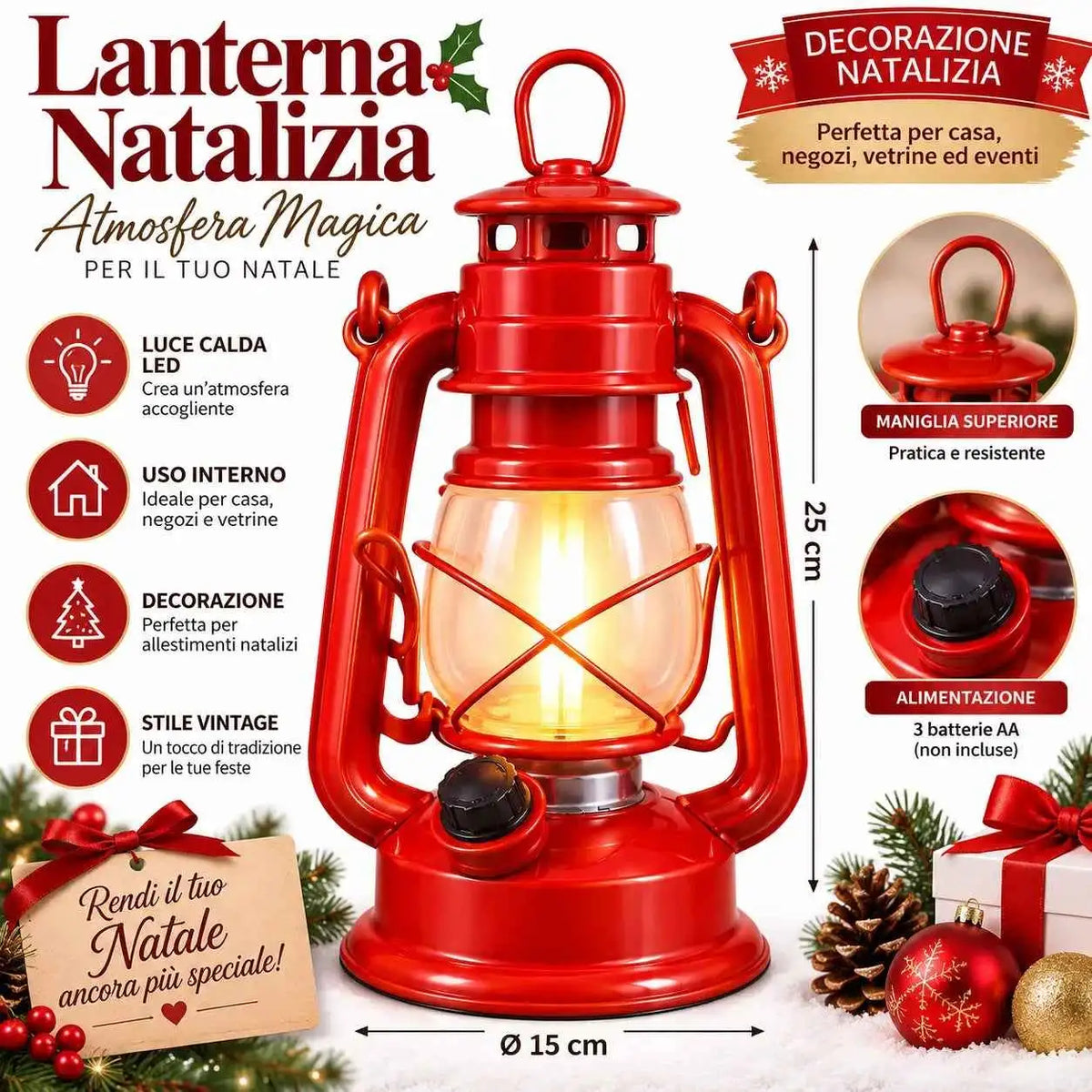 Lanterna Natalizia Vintage - MercatoneSmart.it