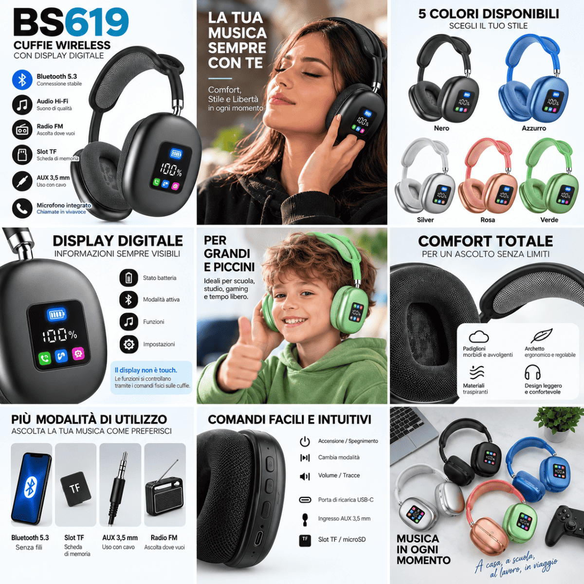 Cuffie Wireless BS619 - MercatoneSmart.it