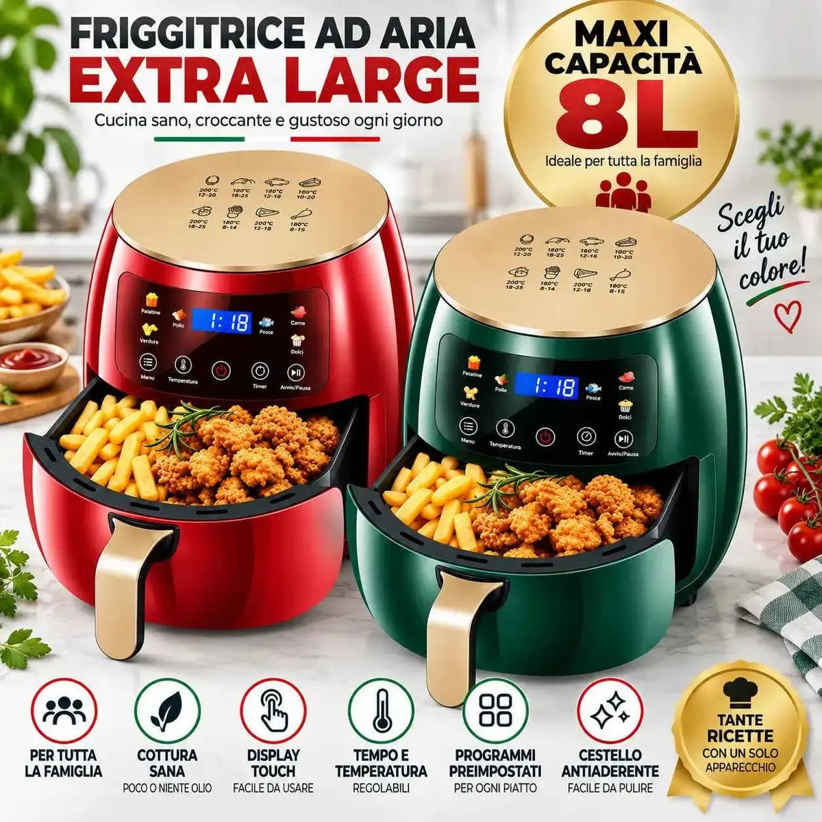 Friggitrice ad Aria XL 8L - MercatoneSmart.it