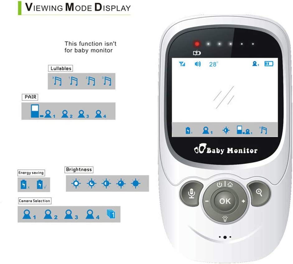 Baby monitor 2.4 pollici wireless sorveglianza temperatura musica infrarossi night vision monitor con telecamera video nanna radio
