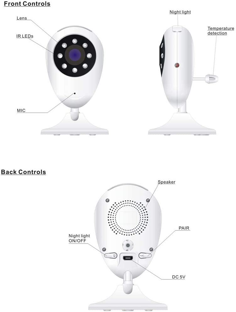 Baby monitor 2.4 pollici wireless sorveglianza temperatura musica infrarossi night vision monitor con telecamera video nanna radio