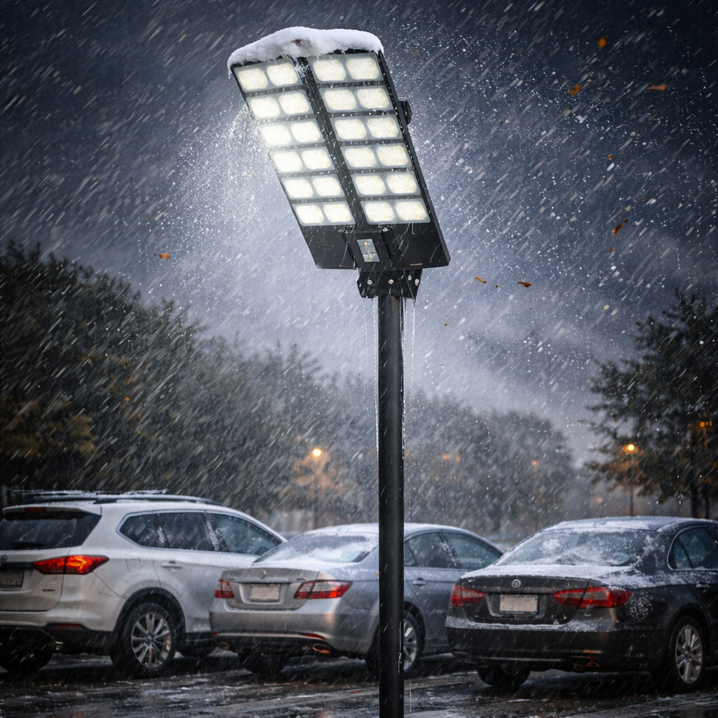 Lampione Solare LED 1800W con Telecomando – 23000mAh, Sensore Movimento, IP66 Impermeabile, Faro Stradale Esterno Alta Luminosità