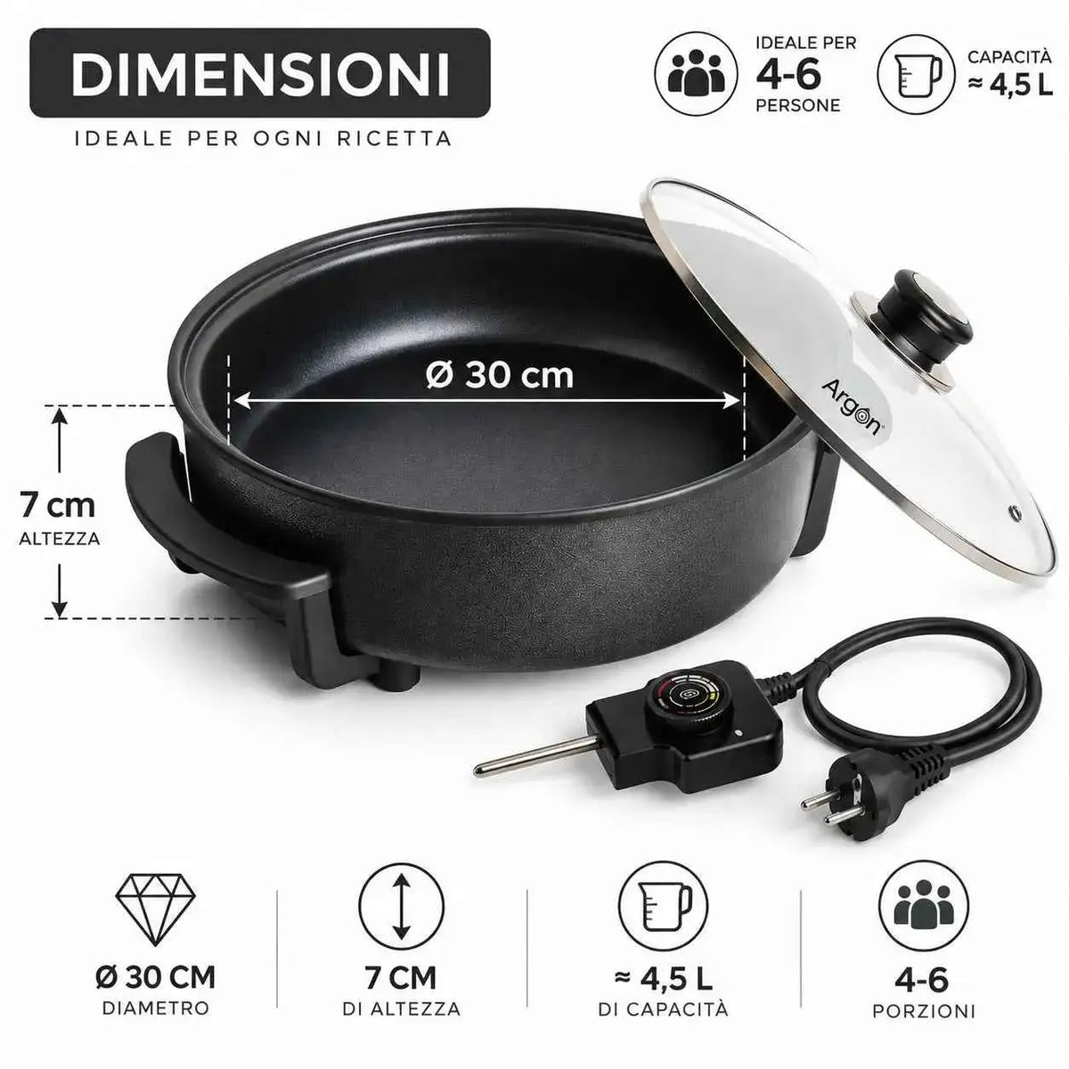Padella Elettrica Ø30 cm - MercatoneSmart.it