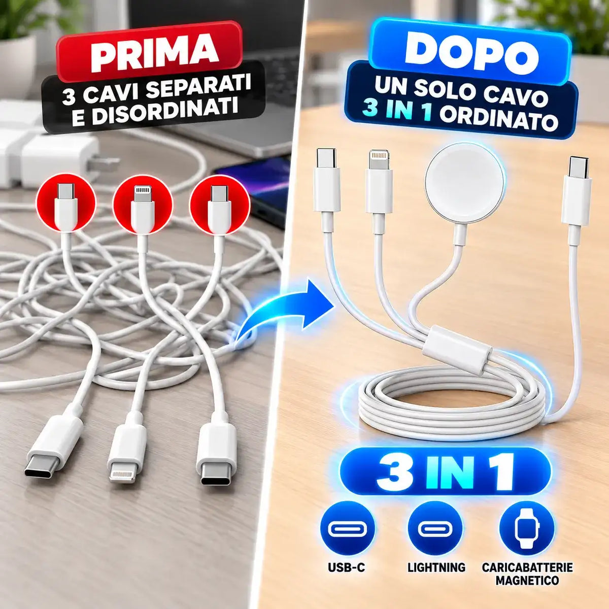 Cavo di Ricarica 3 in 1 USB