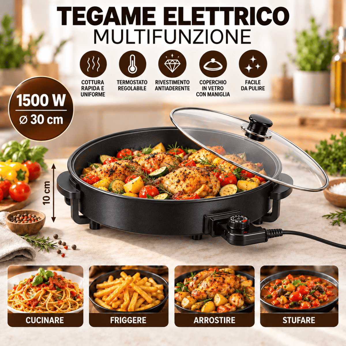 Tegame Elettrico Ø 30 1500W - Mercatone Smart