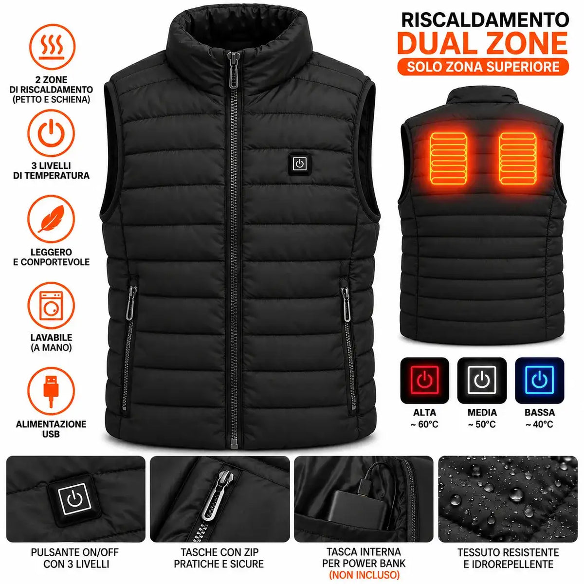 Gilet Riscaldante Unisex USB - MercatoneSmart.it