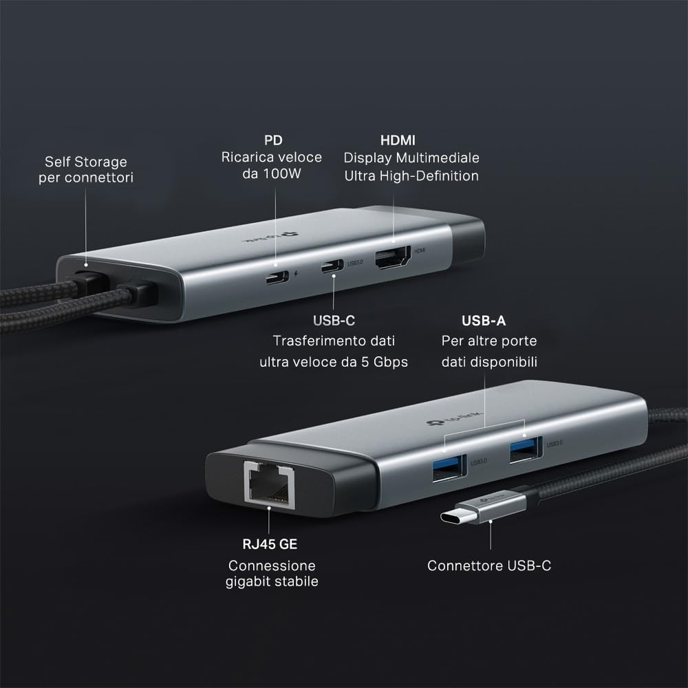 UH6120C Hub USB C 6 in 1, HDMI 4K@60Hz, Gigabit Ethernet TP-Link Showroom viveresmart.store & augmentedrealityoffers.com - P. IVA 02867250694 - DI PENTA ALESSIO - VIALE NETTUNO 167, 66023, FRANCAVILLA AL MARE (CH) - REA CH-438573