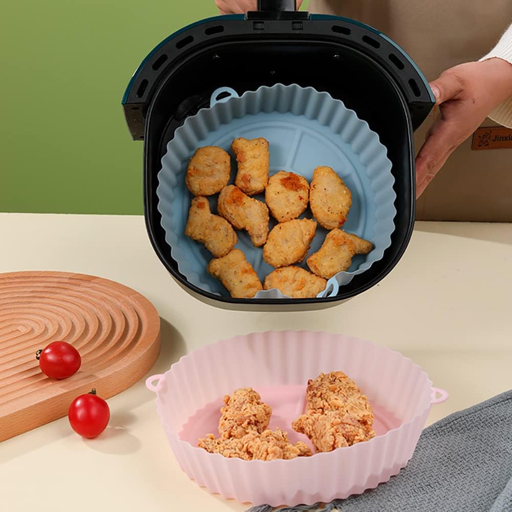 Set 10PZ Vassoi in Silicone da 20 cm per Friggitrice ad Aria – Riutilizzabili, Antiaderenti, Resistenti al Calore fino a 260°C – Adatti anche per Forno, Microonde e Lavastoviglie