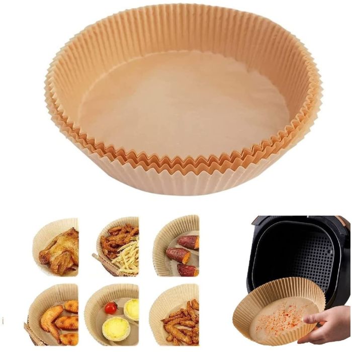 200 pcs Fodere per forno in carta rotonda carta pergamena per friggitrice ad aria carta forno per friggitrice ad aria fodere friggitrice ad aria monouso antiaderenti