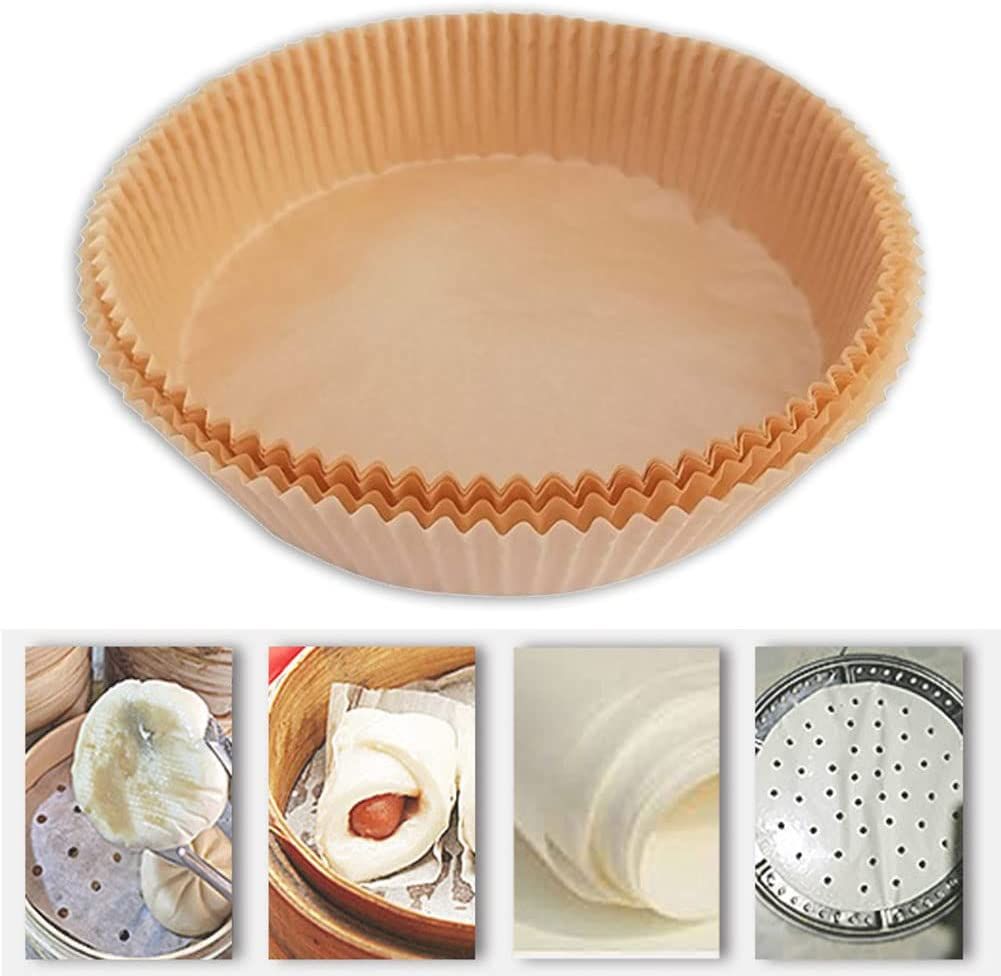 200 pcs Fodere per forno in carta rotonda carta pergamena per friggitrice ad aria carta forno per friggitrice ad aria fodere friggitrice ad aria monouso antiaderenti