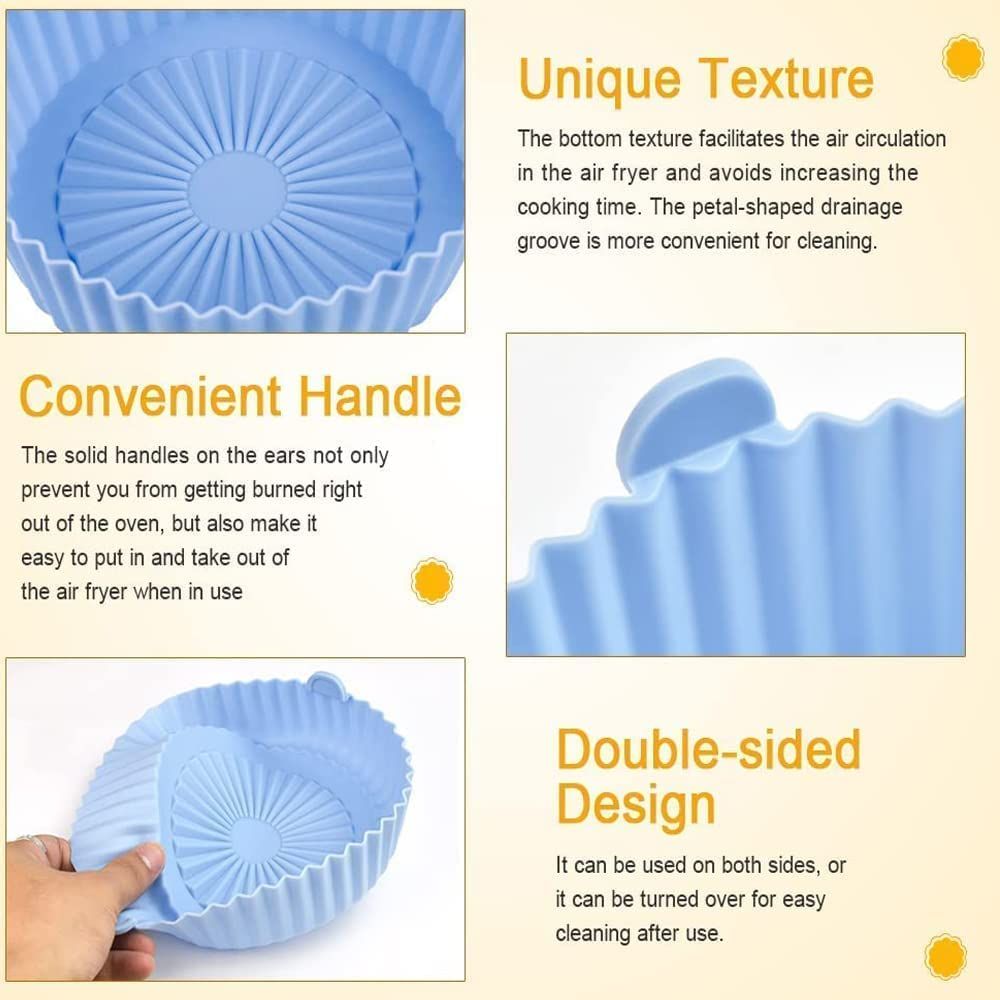 5 pz Cestino in silicone per friggitrici ad aria riutilizzabile e antiaderente adatto per forno forno a microonde cottura a vapore