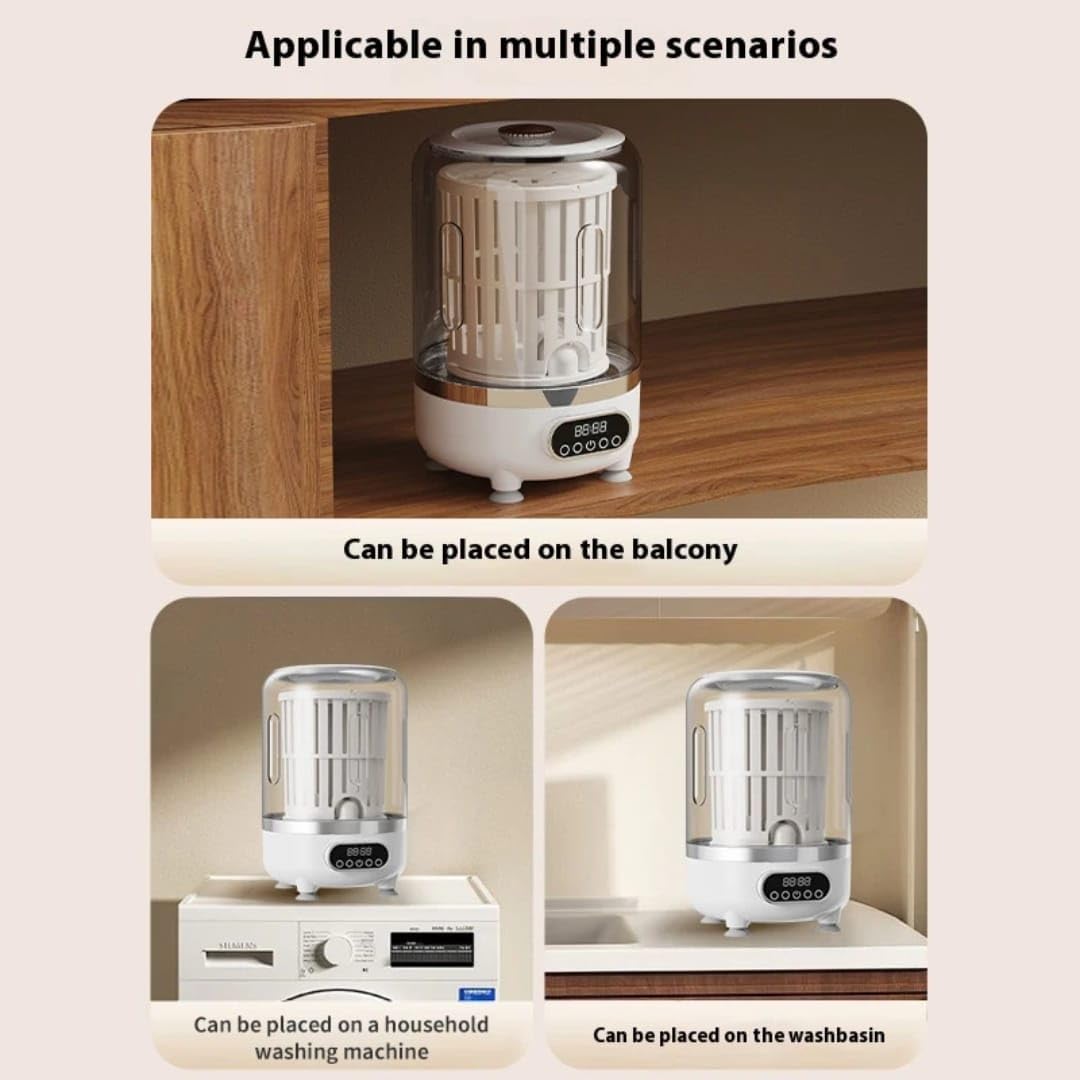 Mini Lavatrice Portatile 3 in 1 da 3L con Display Digitale | Lavaggio Simulato a Mano | Compatta e Silenziosa, 170×168×260mm