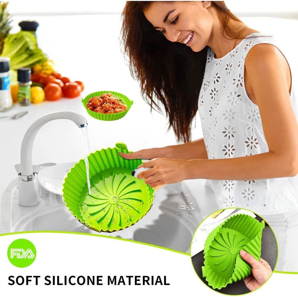 5 pz Cestino in silicone per friggitrici ad aria riutilizzabile e antiaderente adatto per forno forno a microonde cottura a vapore