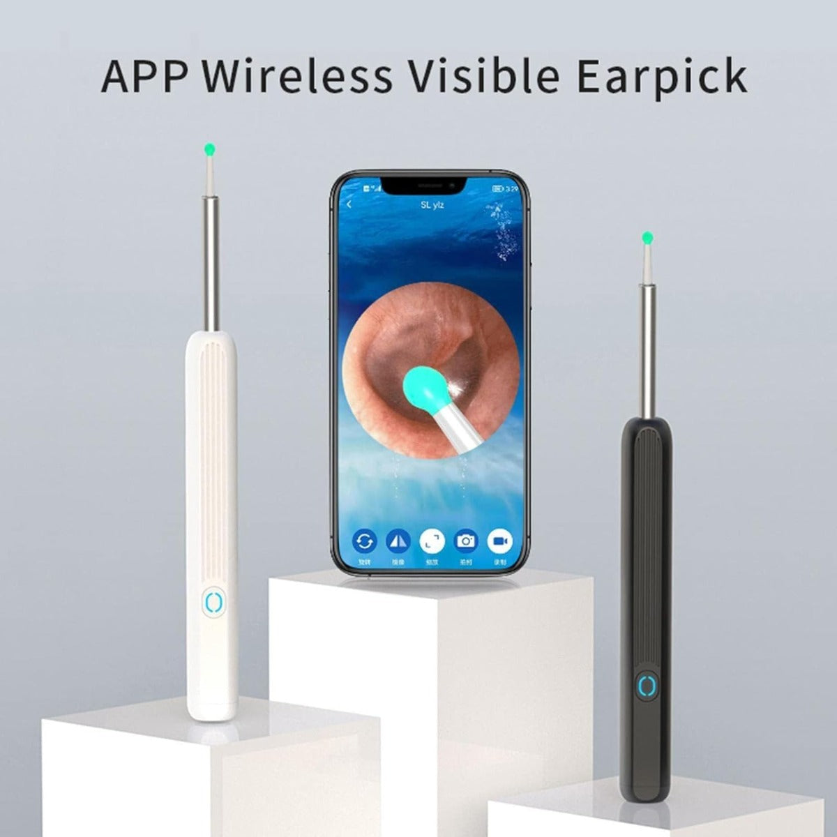 Kit di Pulizia delle Orecchie con Fotocamera HD 1080P, 4 Modalità di Luce e Ricarica USB