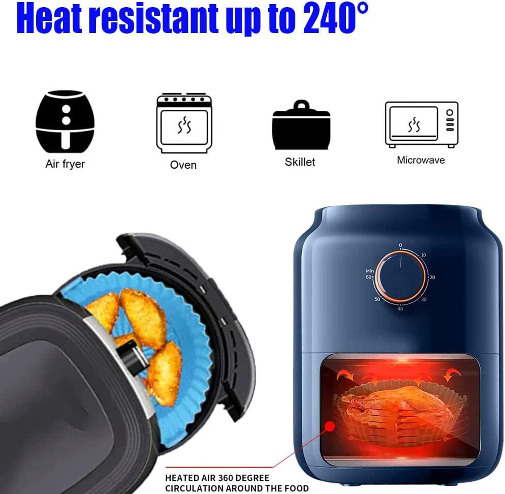 5 pz Cestino in silicone per friggitrici ad aria riutilizzabile e antiaderente adatto per forno forno a microonde cottura a vapore
