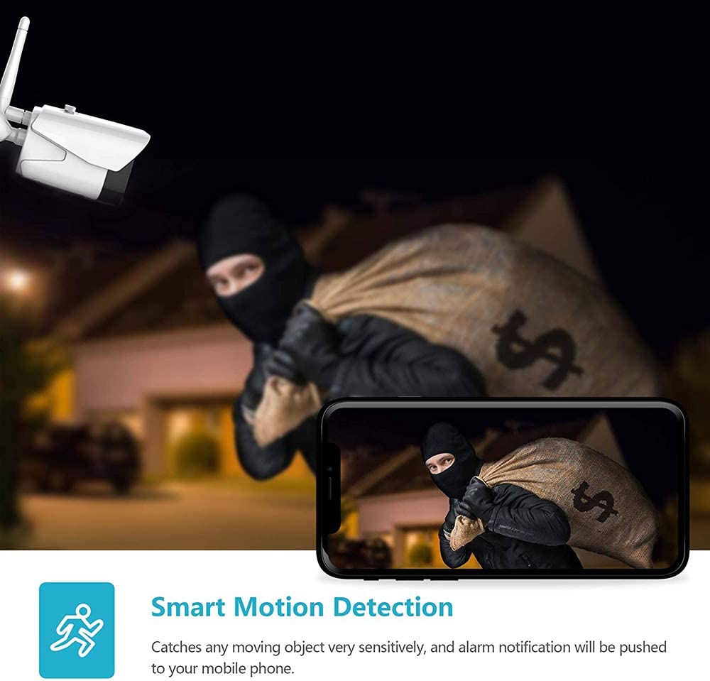 Telecamera di sicurezza WiFi per esterni 1080P Camera Night Vision Audio a due vie Storage allarme di rilevamento del movimento