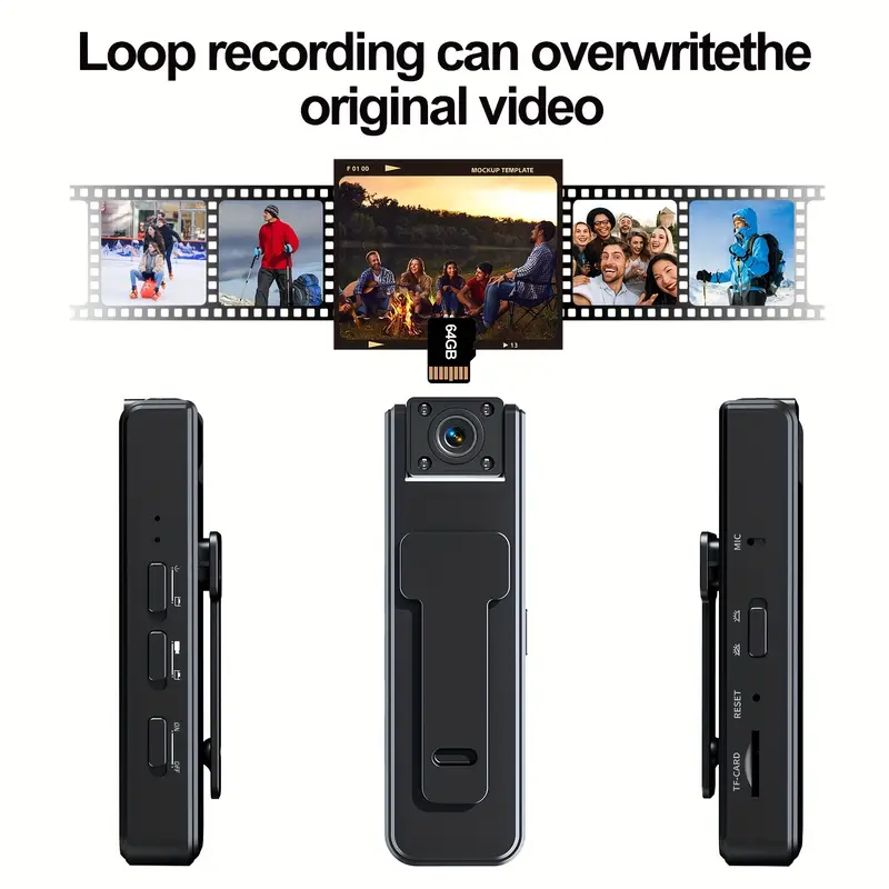 Mini Telecamera Tascabile WiFi 1080P con Visione Notturna – Videocamera Indossabile con Clip e Magnetica, Obiettivo Rotante Grandangolare, Registrazione Loop per Sicurezza, Auto e Uso Quotidiano