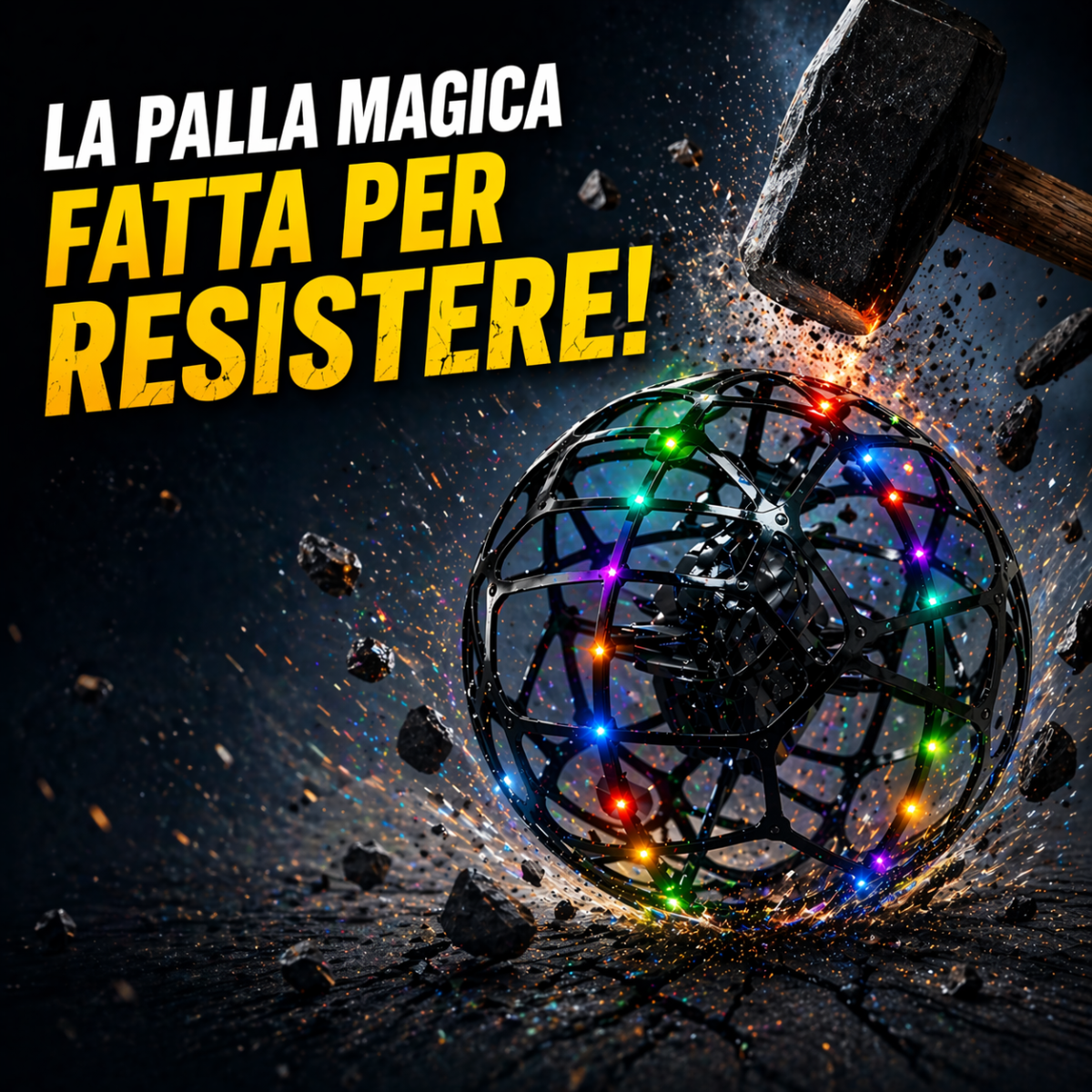 Drone S34 Football con LED Multicolor – Mini Drone a Sfera Anticollisione con Telecomando, Acrobazie 360°, Facile da Usare per Bambini e Principianti