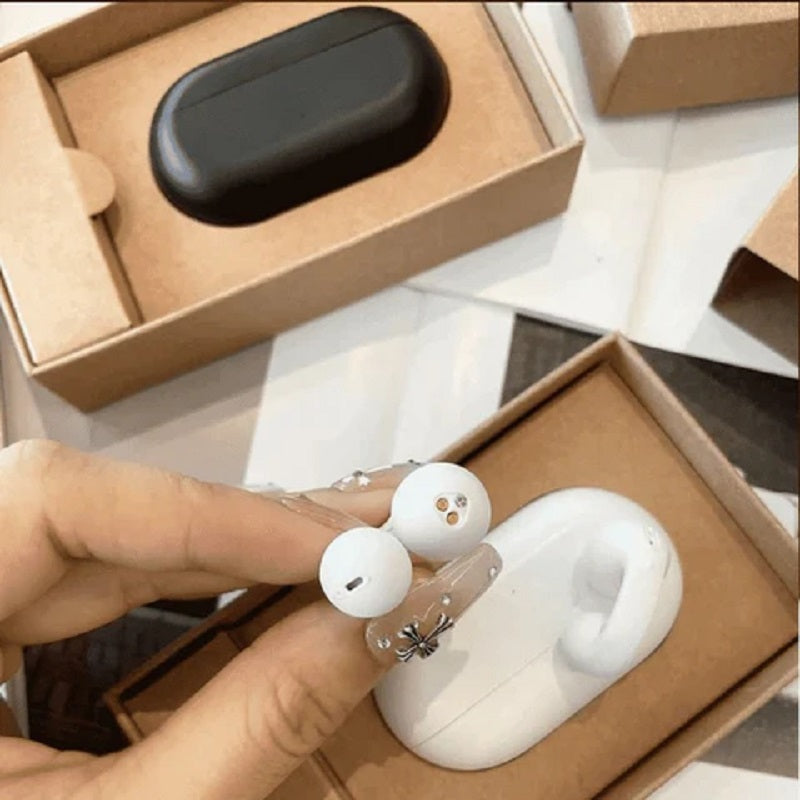 Auricolari Bluetooth 5.3 senza fili e con clip per orecchio impermeabile mini sport corsa anti-rumore qualità HIFI lunga durata della batteria