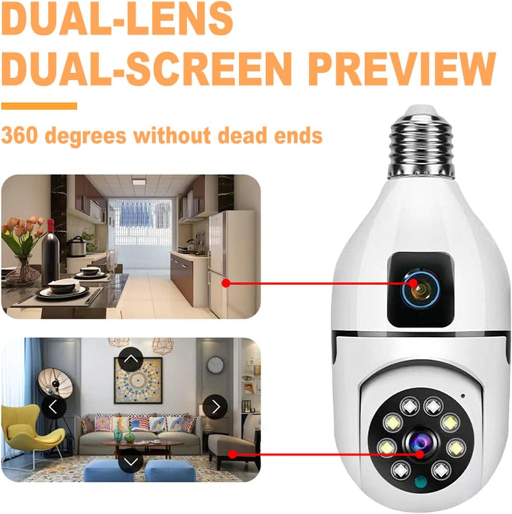 Telecamera Lampadina E27 WiFi 4MP Dual Lens YOOSEE PTZ Sicurezza Visione Notturna