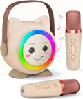 Mini Karaoke Portatile per Bambini con 2 Microfoni Wireless e Luci LED