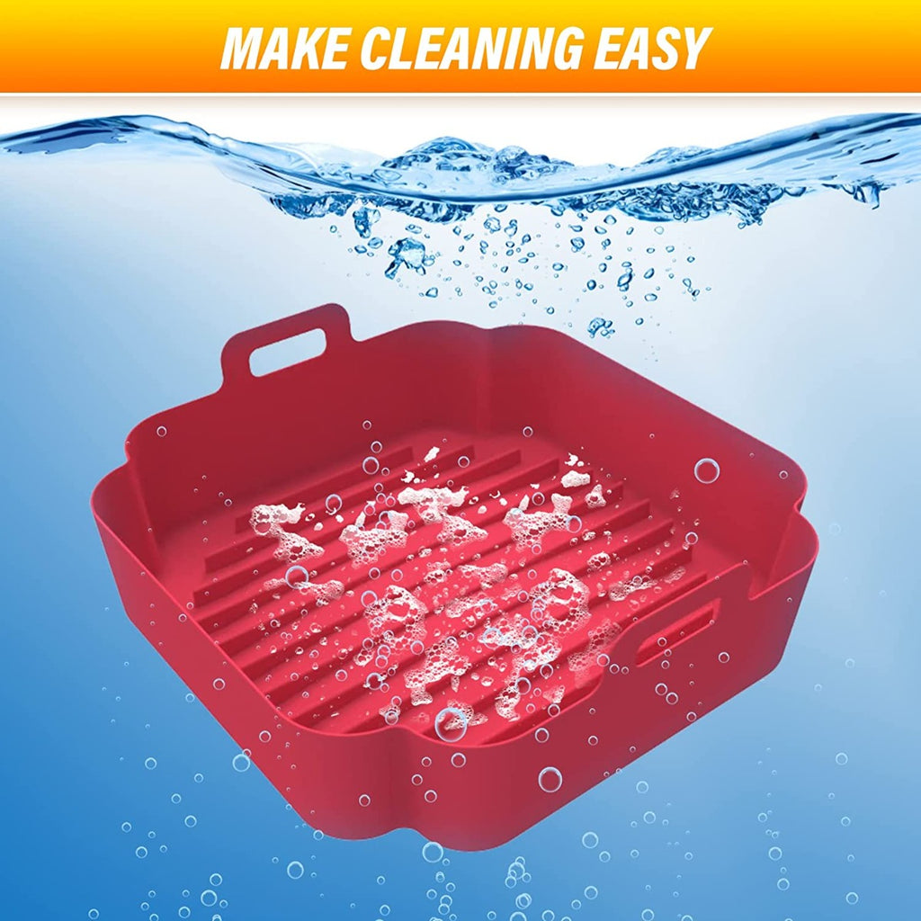 5 pz Cestino in silicone misura MAXI XXL Quadrati per friggitrici ad aria riutilizzabile e antiaderente adatto per forno forno a microonde cottura a vapore