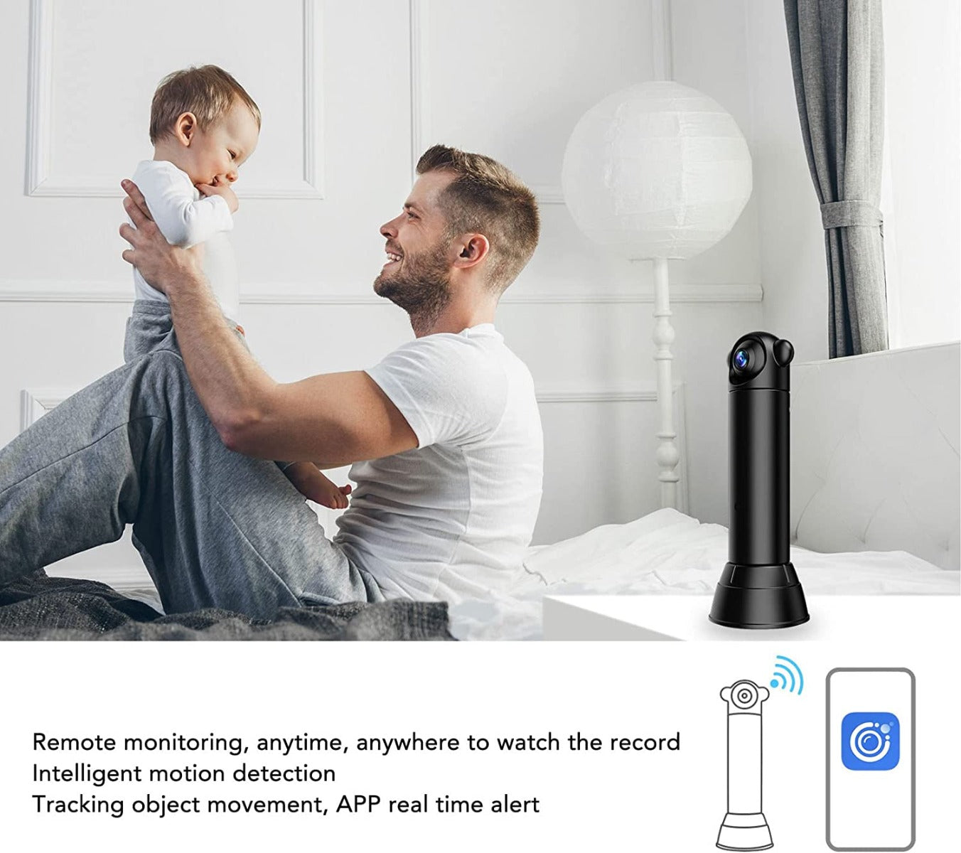 Camera 1080p wifi smart camera telecomando senza fili visione notturna 360° smart camera per la casa