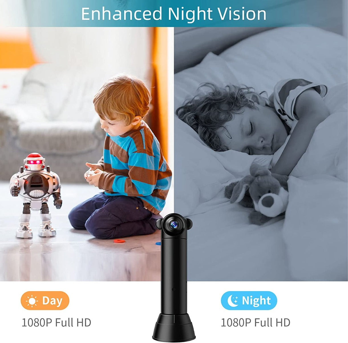 Camera 1080p wifi smart camera telecomando senza fili visione notturna 360° smart camera per la casa