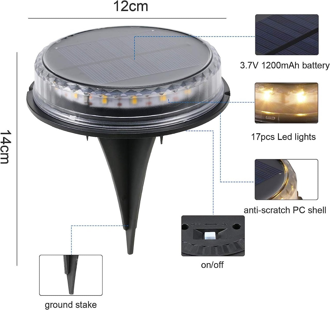 Luce solare led da giardino esterno picchetto segnapasso luce caldaTE-B0426