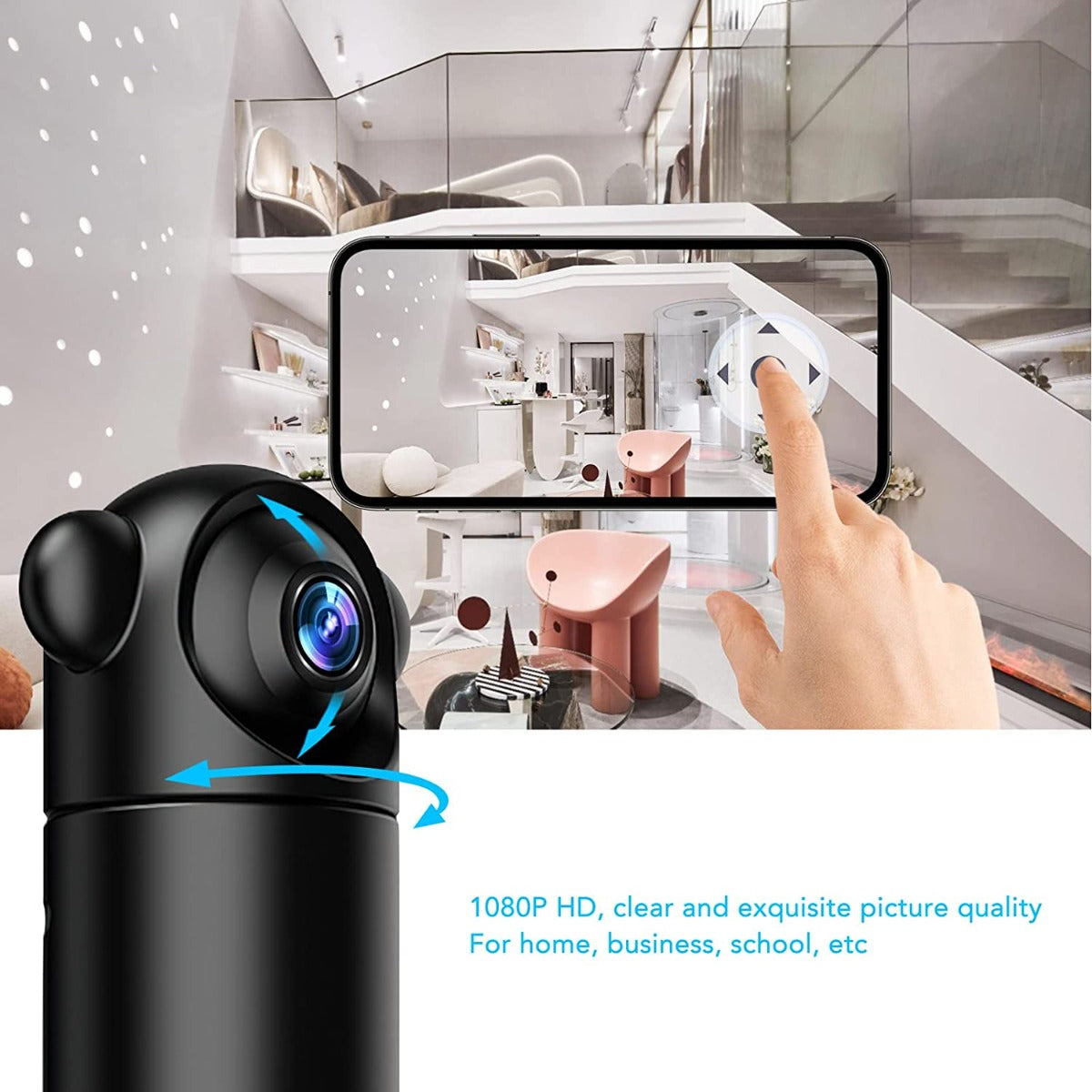 Camera 1080p wifi smart camera telecomando senza fili visione notturna 360° smart camera per la casa