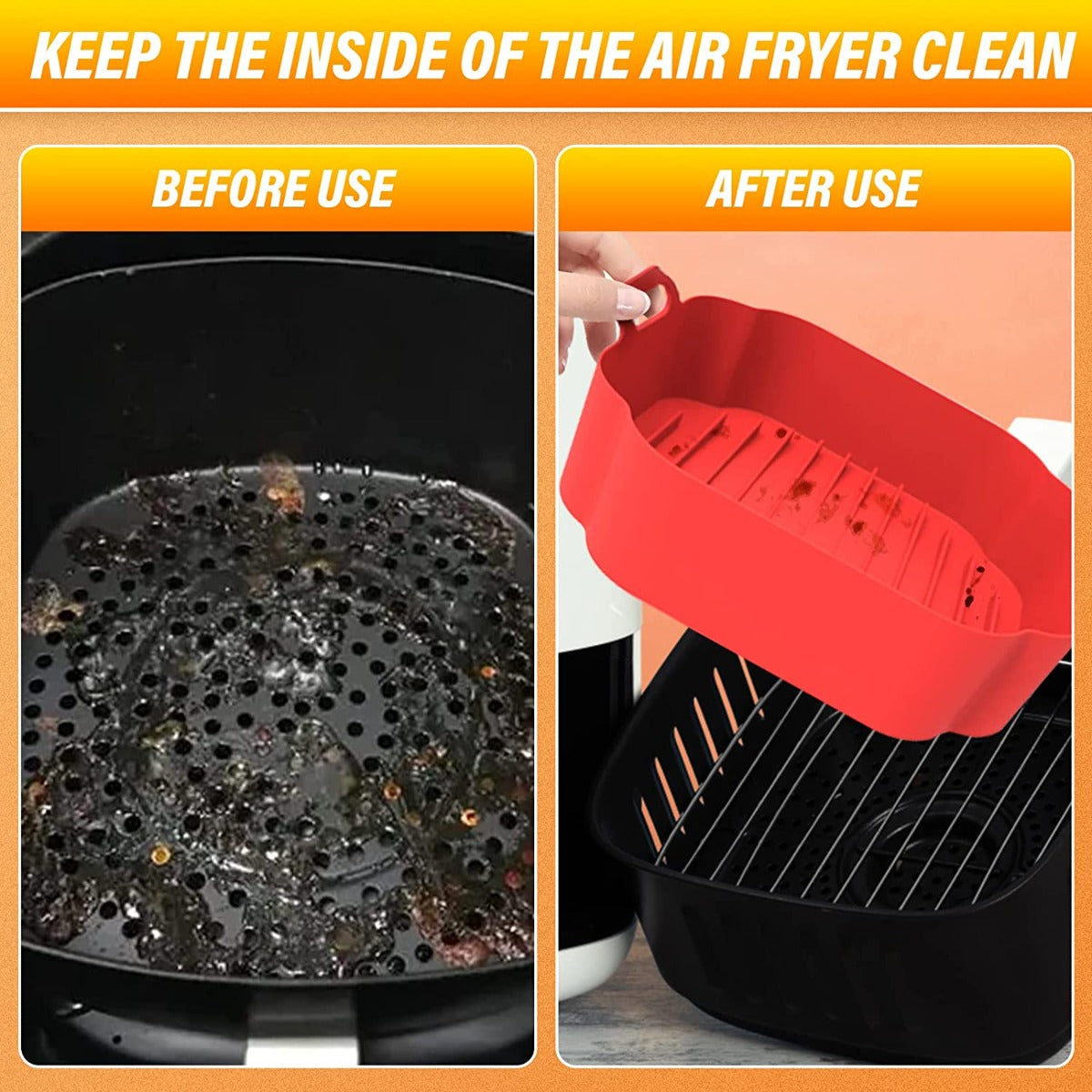 5 pz Cestino in silicone misura MAXI XXL Quadrati per friggitrici ad aria riutilizzabile e antiaderente adatto per forno forno a microonde cottura a vapore
